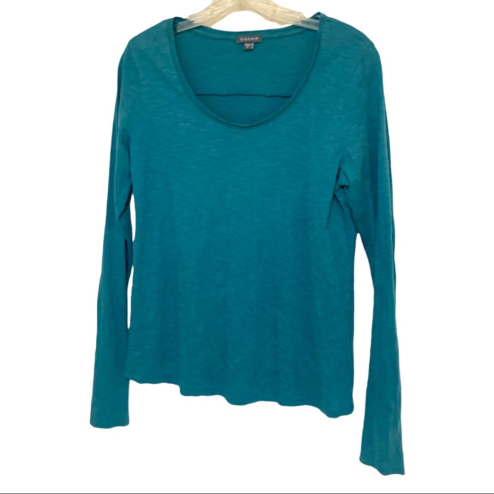 Lilla P 100% Pima cotton scoop neck long sleeve top with flap size small